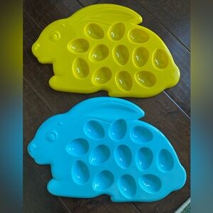 Amscan Egg-Stra Special Easter Bunny Egg Trays Yellow and Blue Bunny set of 2